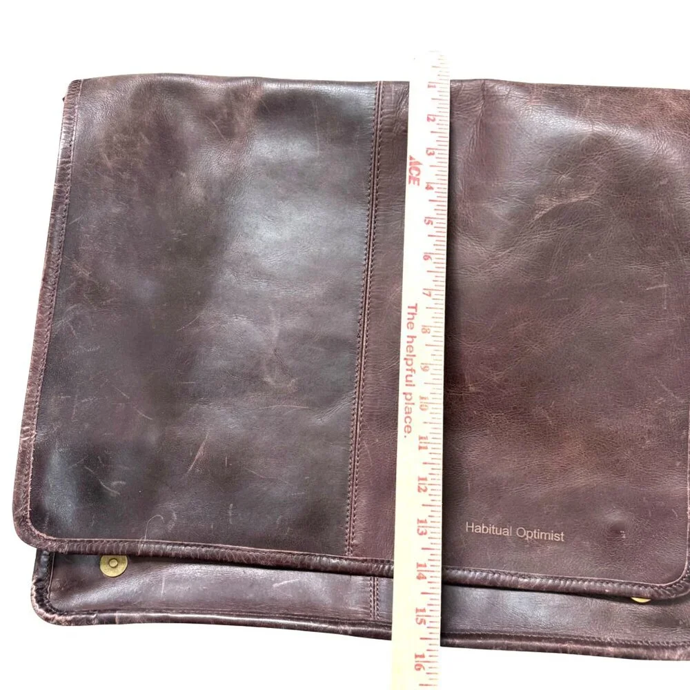 Habitual Optimist Men's Messenger Bag Brown Leather Adjustable Strap School